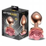 AFTERDARK - PLUG ANAL DE METAL ORO ROSA CON ROSA ROSA EN LA BASE TALLA M