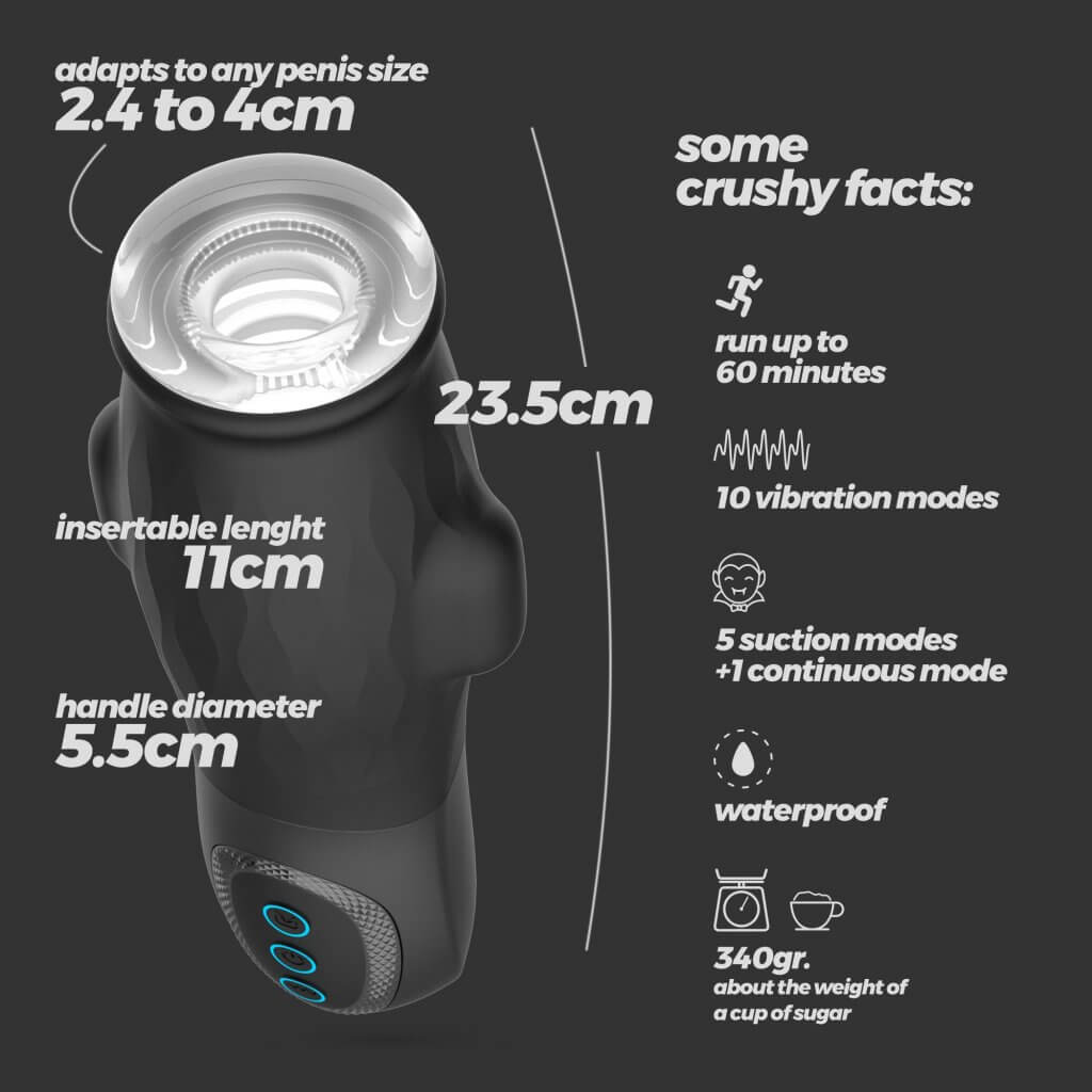 CRUSHIOUS - MASTURBADOR GARGANTUA CON FUNDA EXTRAÍBLE, SUCCIÓN Y LUBRICANTE GRATUITO - Imagen 2