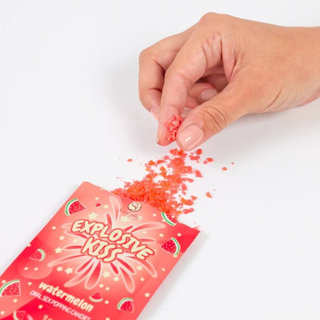 SECRET PLAY –  LOTE 5 CARAMELOS EXPLOSIVOS ( 2 SABOR FRESA, 2 SABOR SANDIA, 1 SABOR MENTA)