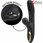 IBIZA - VIBRADOR HI-TECH RABITT POR ONDAS CLITORIALES Y DOBLE CLAMPING NEGRO DOBLE CLAMPING NEGRO