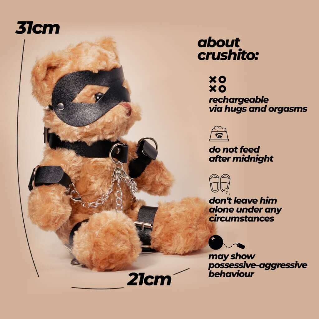 CRUSHIOUS - OSO TEDDY BONDAGE CRUSHITO NEGRO 31CM - Imagen 3