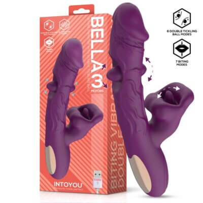 INTOYOU - BELLA VIBRADOR DOBLE BOLA COSQUILLEANTE Y MORDISQUEO 3 MOTORES