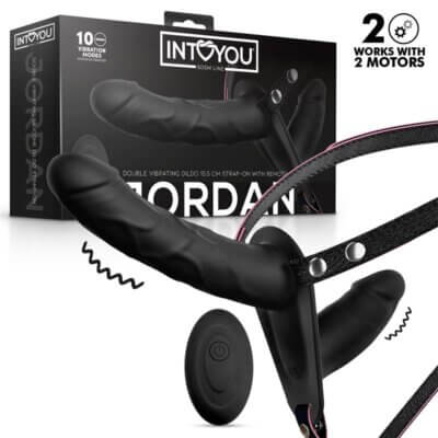 INTOYOU BDSM LINE - JORDAN ARNÉS DILDO DOBLE CON VIBRACIÓN Y CONTROL REMOTO