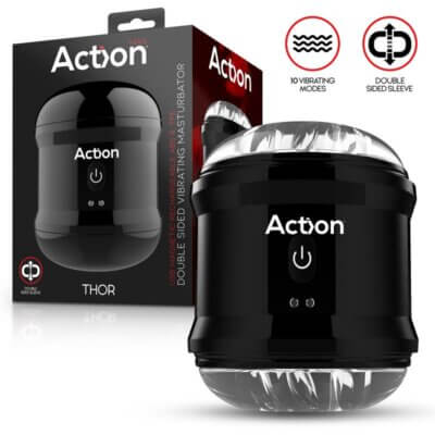 ACTION - THOR MASTURBADOR CON VIBRACIÓN DOBLE ORIFICIO