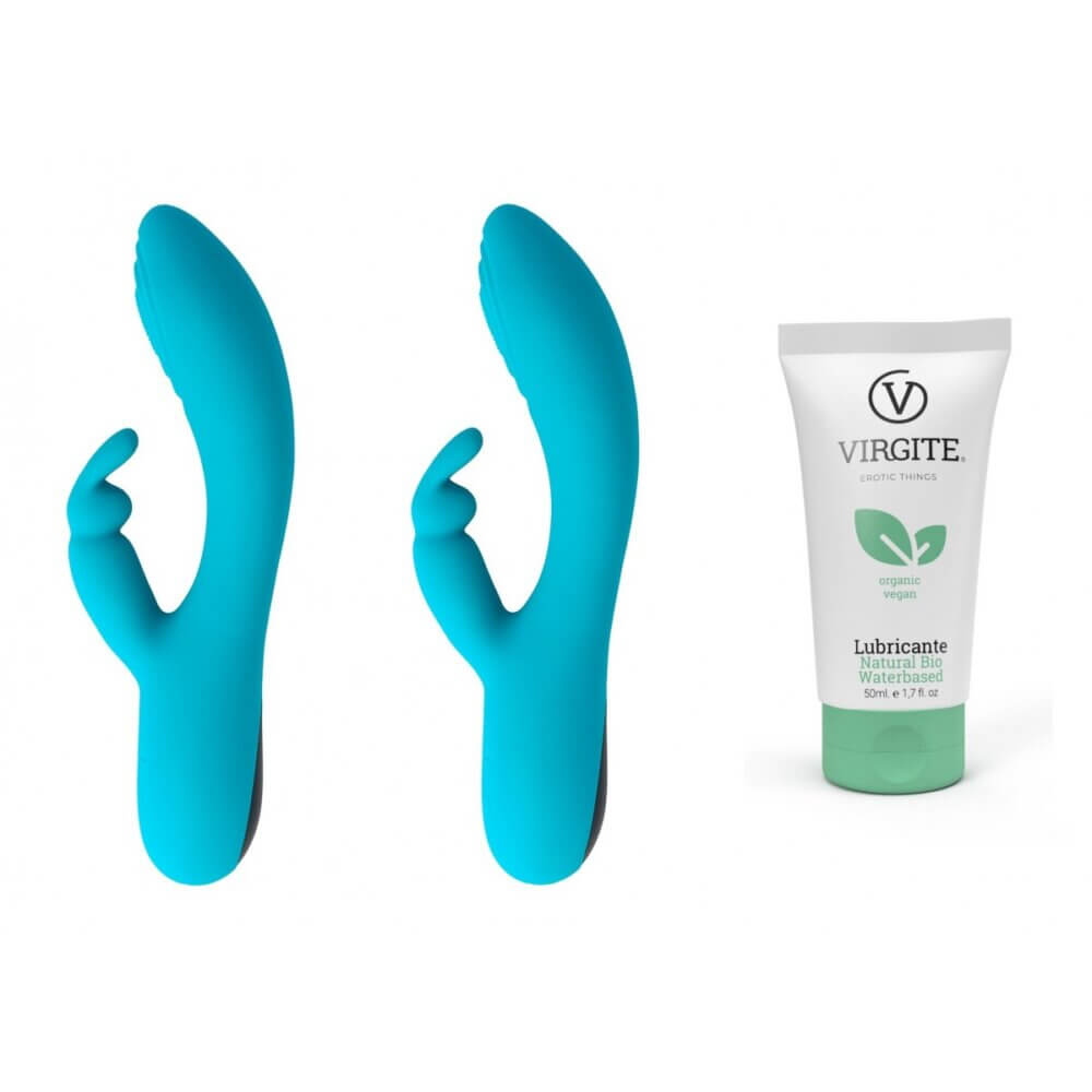 VIRGITE VIBES - PACK 2 VIBRADORES TAPPING RECARGABLE V9 AZUL + 1 LUBRICANTE BASE AGUA ORGÁNICO 50 ML GRATIS