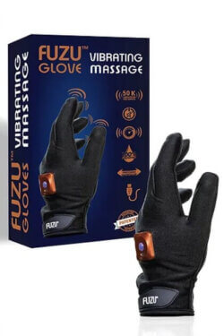 FUZU - VIBRATING MASSAGE GLOVE LEFT HAND MEDIUM BLACK