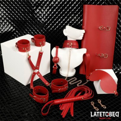 LATETOBED BDSM LINE - KIT BONDAGE 8 PIEZAS CON BOLSA DE ALMACENAMIENTO