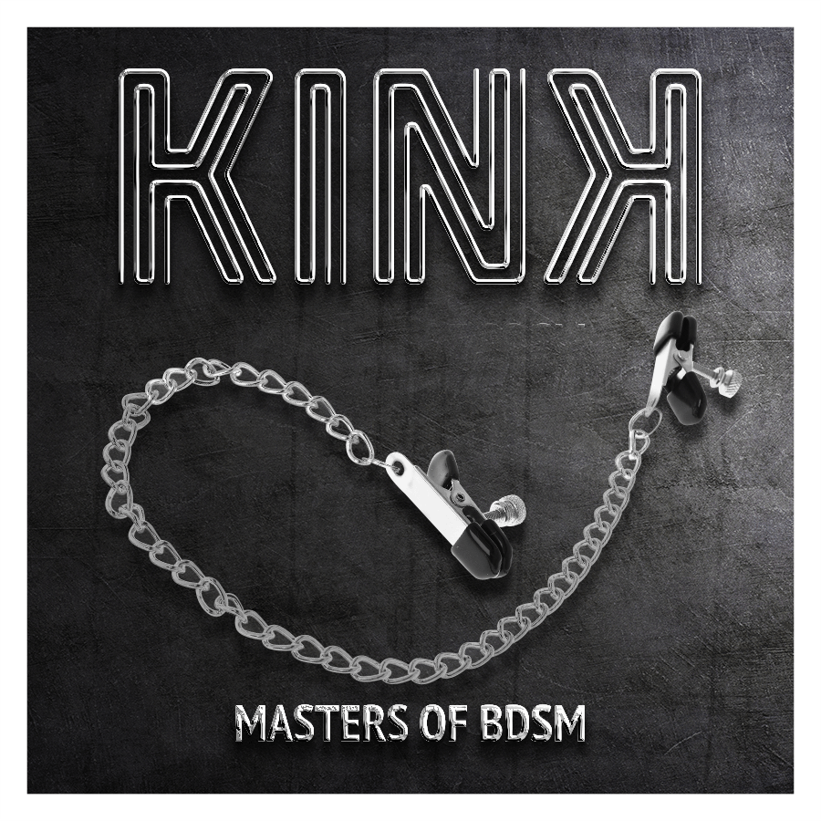 KINK - PINZAS PARA PEZONES PLANAS NEGRO CON CADENA PLATEADO 34 CM - Imagen 2