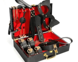 kit-bondage-de-8-pz-cuero-con-maletin-de-almacenaje