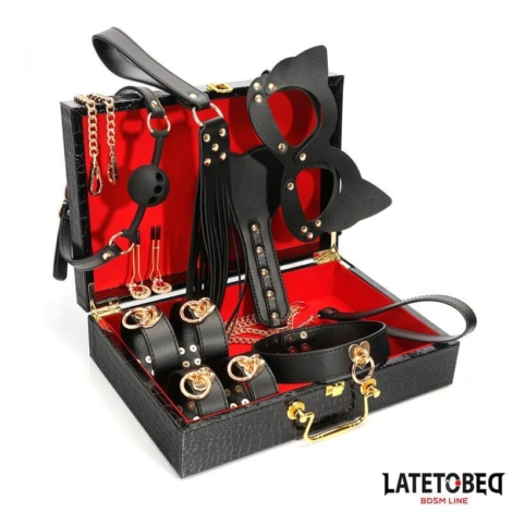 kit-bondage-de-8-pz-cuero-con-maletin-de-almacenaje