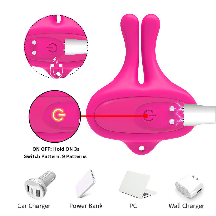 ARMONY - PINZAS PARA PEZONES MAGNÉTICA CON VIBRACIÓN FORMA CONEJO ROSA - Imagen 9